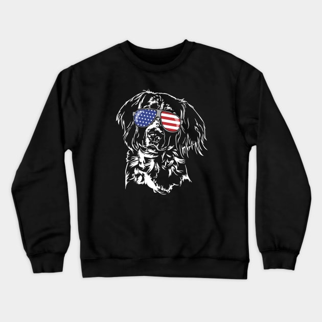 Small Munsterlander Pointer American Flag sunglasses patriotic dog Crewneck Sweatshirt by wilsigns